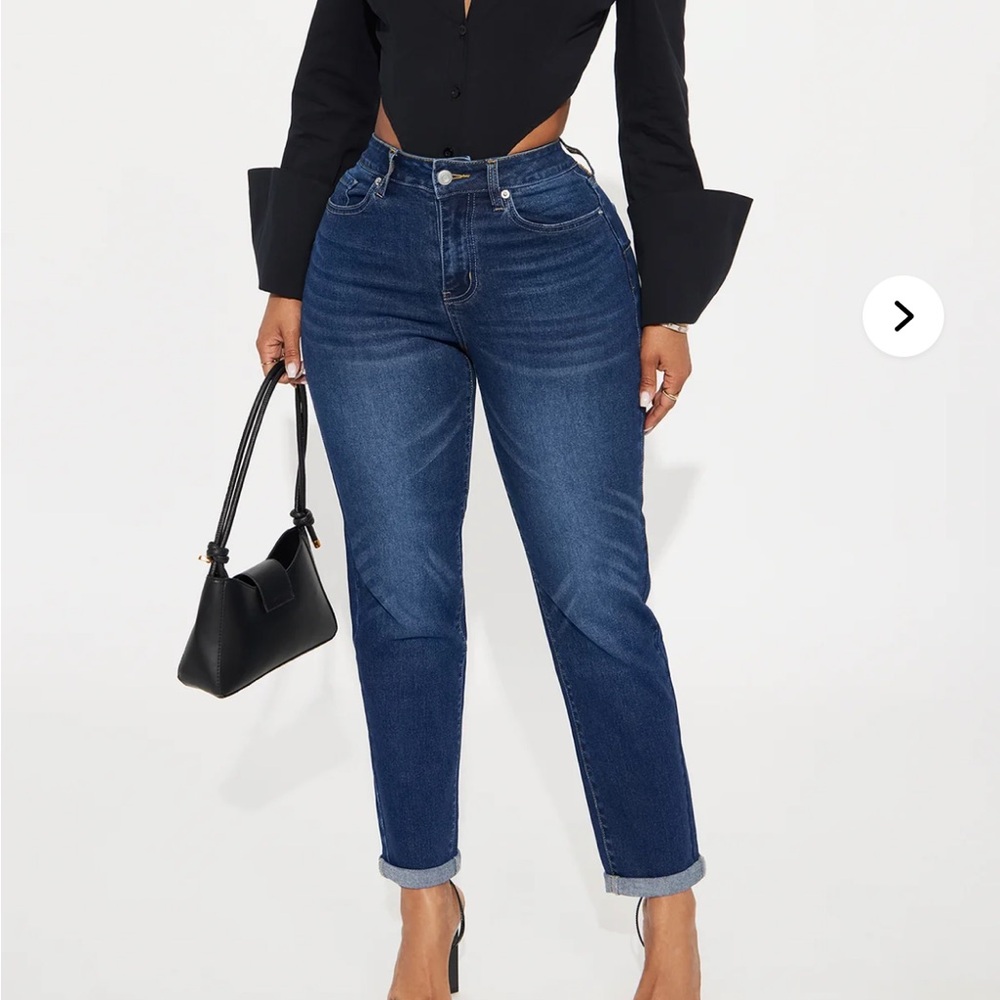 Fashion Nova Dark Blue Ankle Jeans